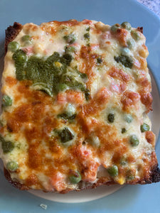 Spicy mixed veg bechamel on focaccia (Delivered Sunday)